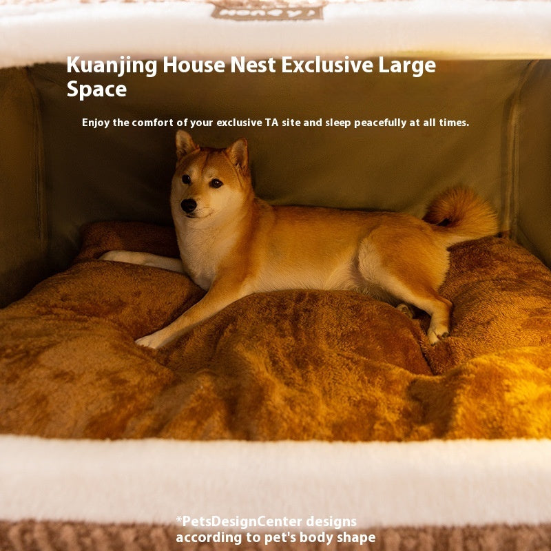 Small Dog Three-dimensional Bear Curved Room Kennel Removable Nest Warm Enclosed Cave Sofa Pets Supplies